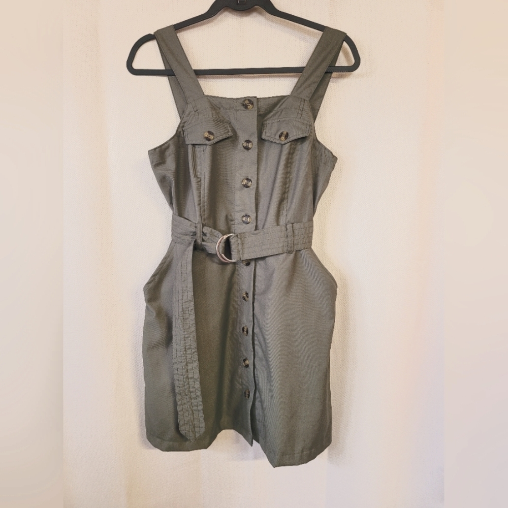 Stylish Army Green Belted Dress